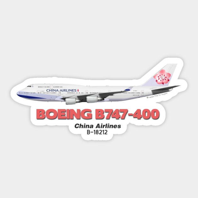 Boeing B747-400 - China Airlines Sticker by TheArtofFlying